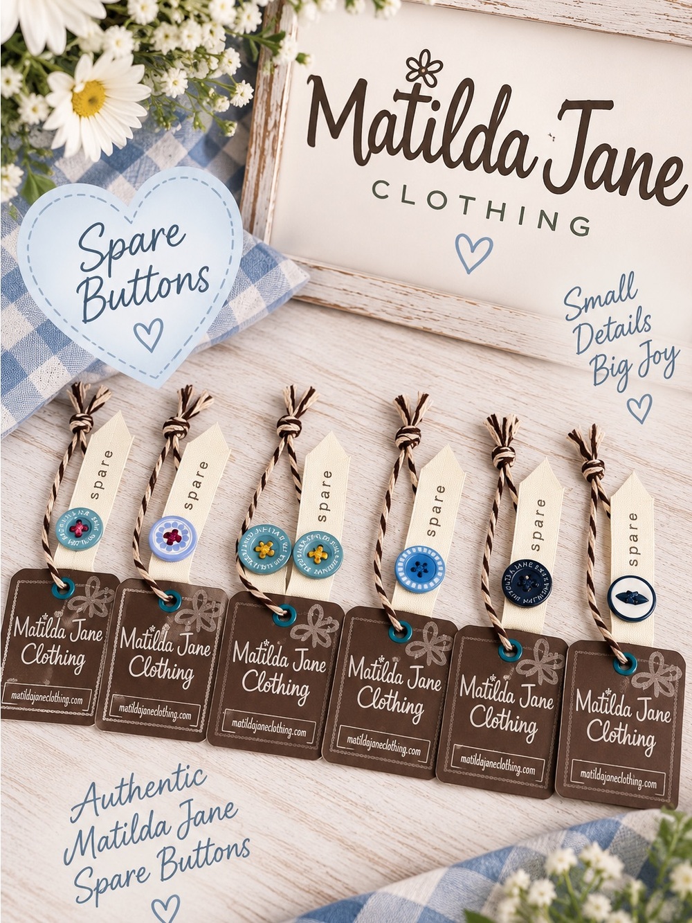 Matilda Jane Clothing Spare Replacement Buttons Lot Blue Teal Navy